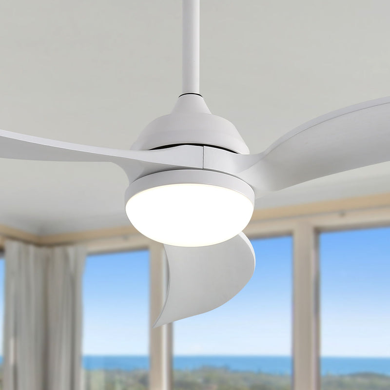 Ceiling Fan With Dimmable LED Light 3 Solid Wood Blades Remote Control Reversible DC Motor For Living Room