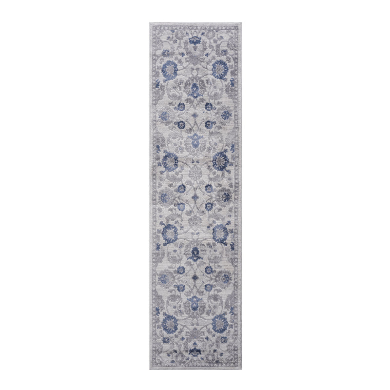 Marfi - 2' x 8' Oriental Non-Shedding Living Room Bedroom Dining Home Office Stylish And Stain Resistant Area Rug - Blue / Silver