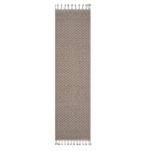 Guros - 2' x 8' Medallion Indoor / Outdoor Area Rug - Beige