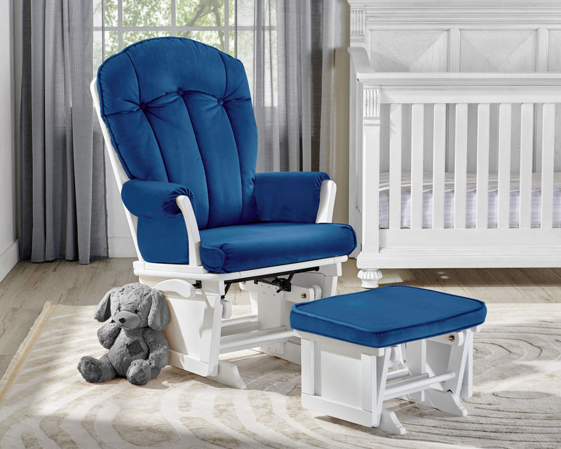 Victoria - Glider And Ottoman White Wood