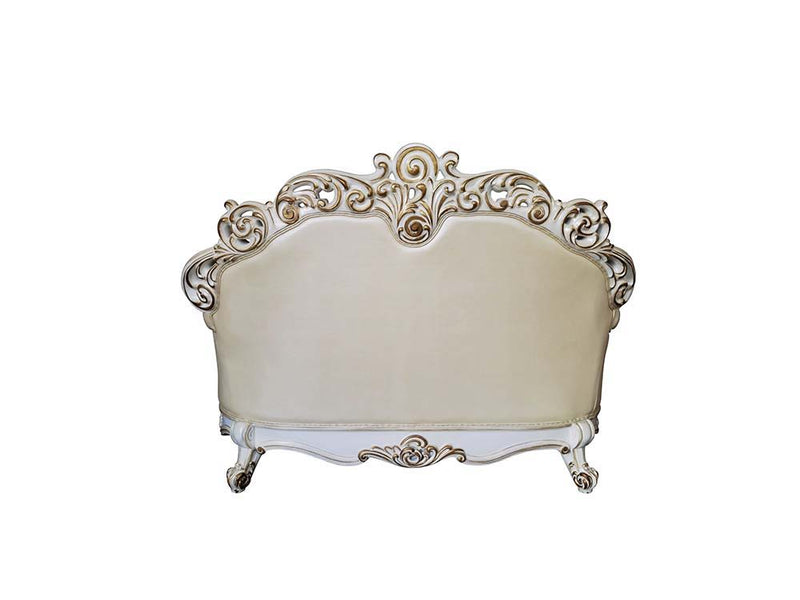 Vendom - Loveseat - Champagne PU & Antique Pearl Finsih