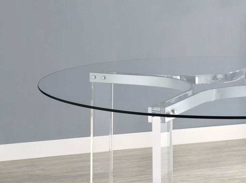 Adino - Round Glass Top Acrylic Dining Table - Chrome