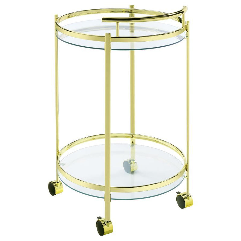 Chrissy - Round Glass Shelf Metal Bar Cart