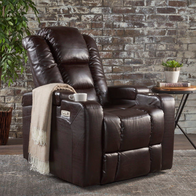 Wide Power Standard Recliner Chair With Arm Storage With USB