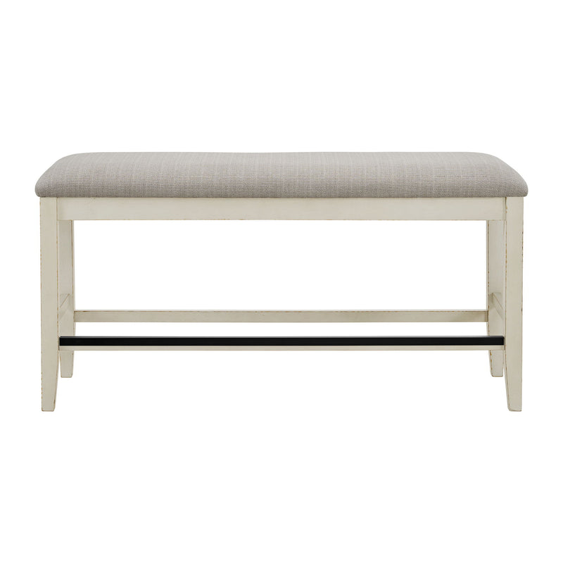 Bellevue - Counter Bench With Beige Fabric - Antique White