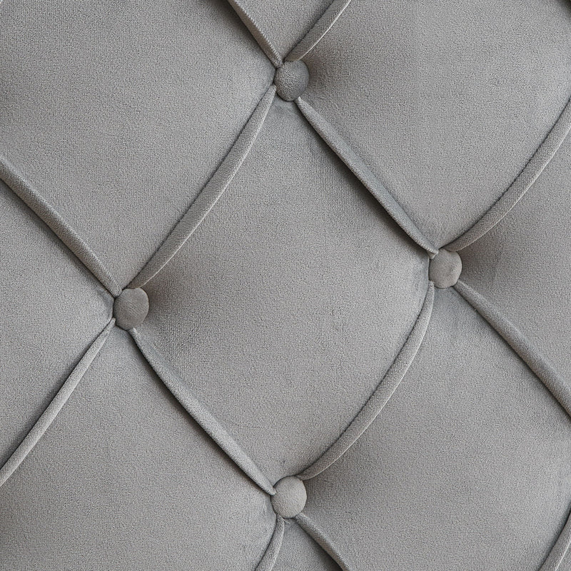 Queen Platform Upholstered Bed Button Tufted With Curve Design, Strong Wood Slat Support - Gray