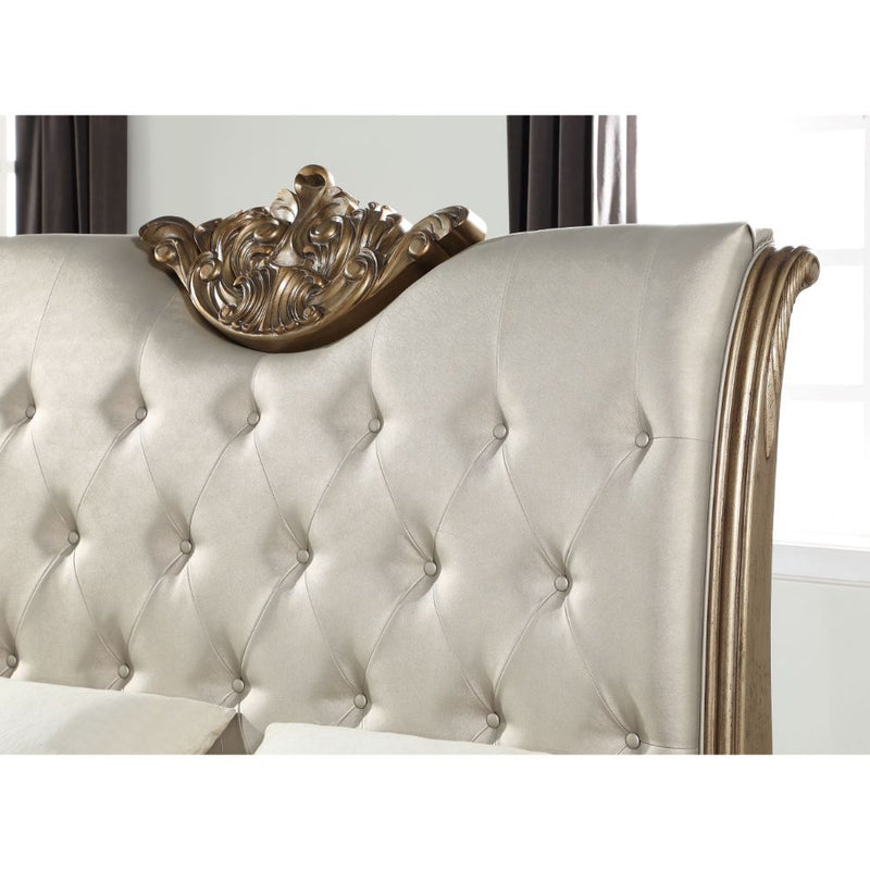 Orianne - California King Bed - Champagne PU & Antique Gold