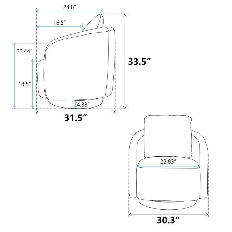 Swivel Accent Barrel Chair And Comfy Round Accent Single Sofa Chair, 360 Degree Club Chair, Lounge Armchair For Living Room Bedroom Nursery