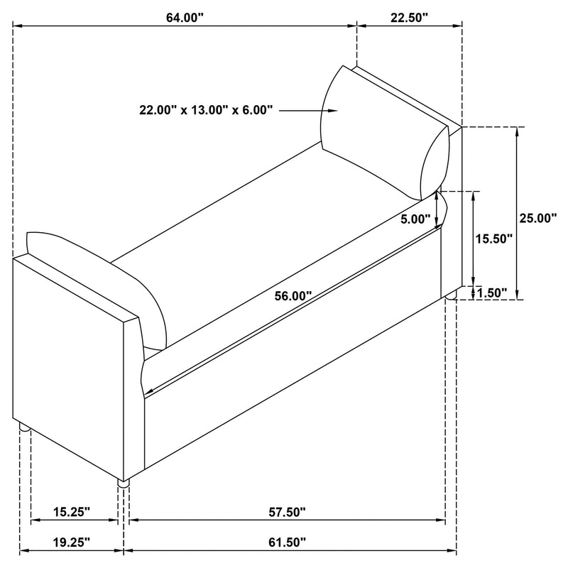 Robin - Upholstered Accent Bench With Raised Arms And Pillows