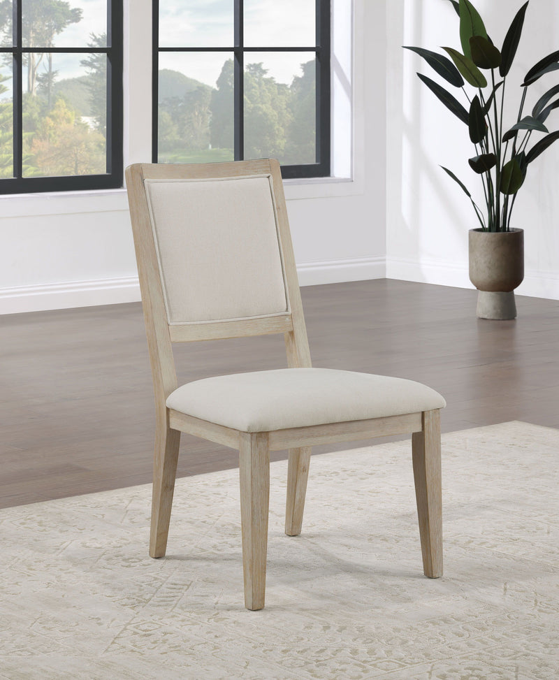 Trofello - Upholstered Dining Side Chair (Set Of 2) - White Washed And Beige