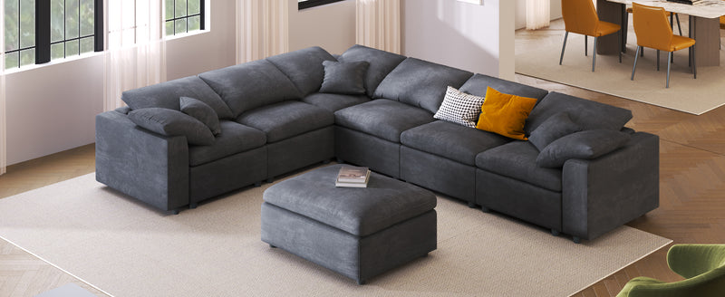 U_Style Oversized Modular Sectional Sofa with Ottoman L Shaped Corner Sectional for Living Room, Office, Spacious Space