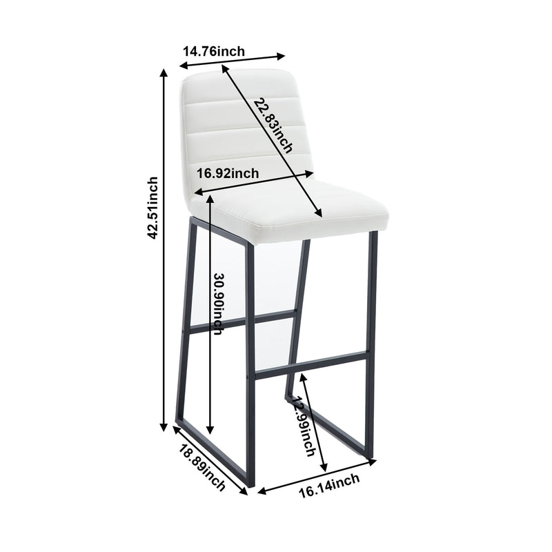 Bar Stools (Set of 2) With Back, Upholstered Linen Fabric Kitchen Breakfast Bar Stools With Footrest