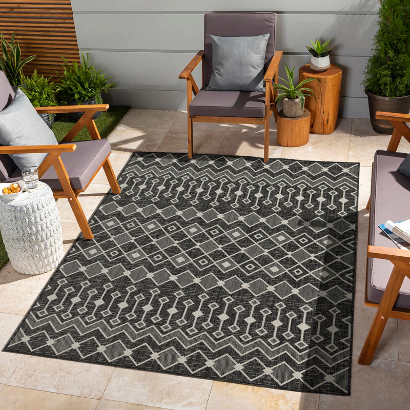 Sunshine - 7'10" X 10'3" Indoor / Outdoor, Polypropylene Area Rug - Anthracite