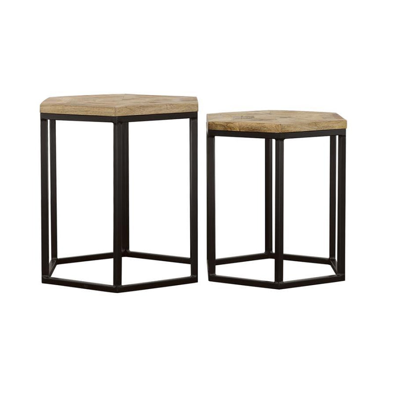 Adger - 2 Piece Hexagonal Nesting Tables - Natural And Black