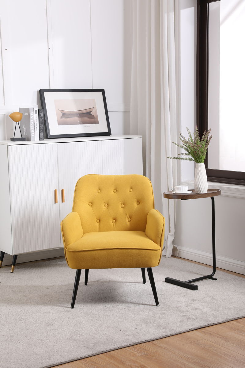 Modern Mid-Century Chair Linen Sherpa Armchair