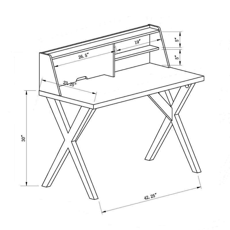 Crosshatch Leg Laptop Desk With USB/Power Outlet