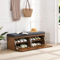 Shoe Storage Bench Entryway Shoe Cabinet Storage Ottoman With Padded Seat Cushion And Double Doors For Entryway, Hallway And Bedroom