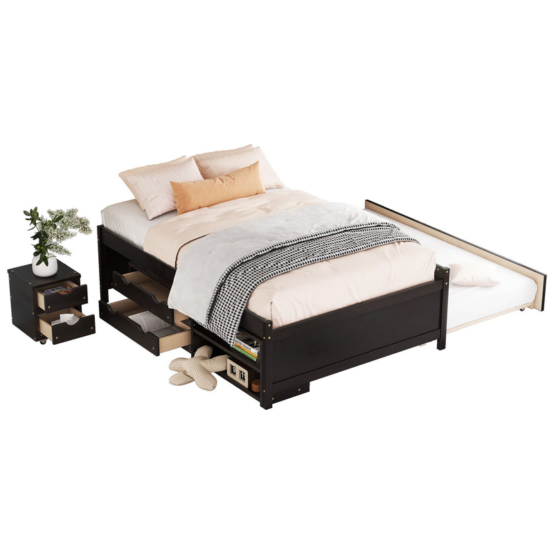 Versatile Bed With Trundle, Under Bed Storage Box And Nightstand