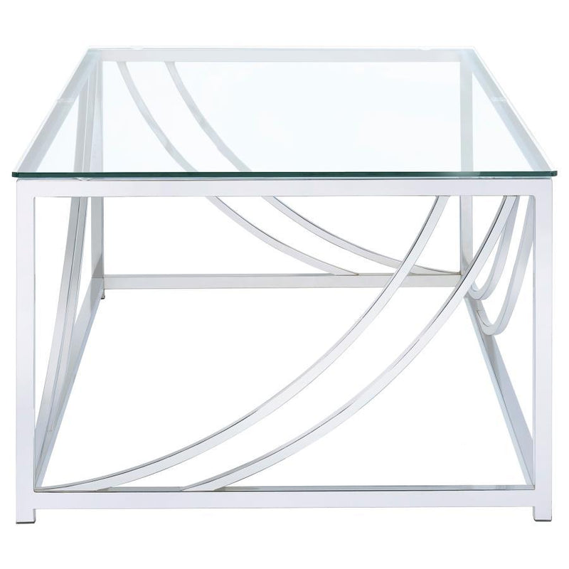 Lille - Glass Top Rectangular Coffee Table Accents - Chrome