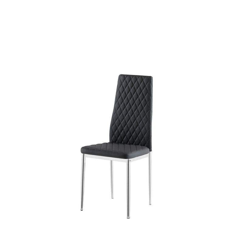 Modern Simple Style Dining Chair Fabric Chrome Metal Pipe Diamond Grid Pattern Restaurant Home Conference Chair