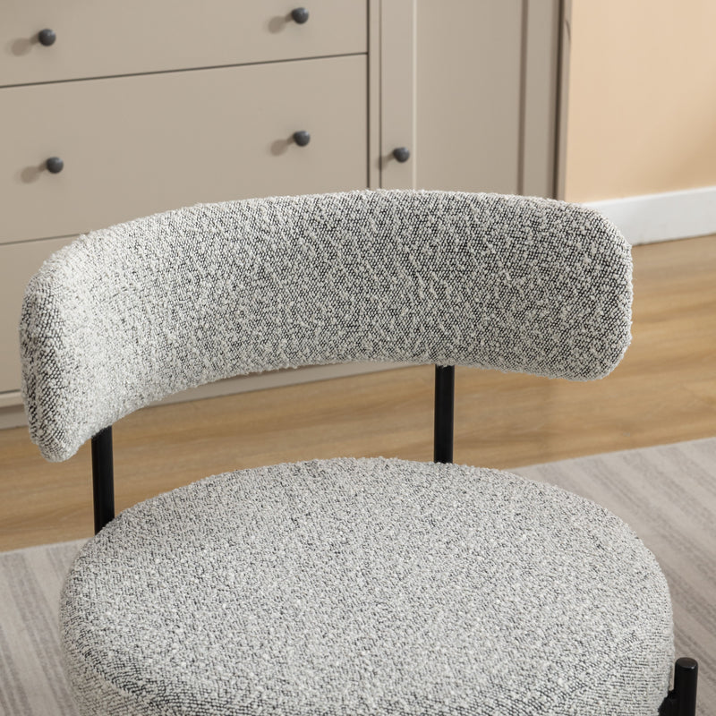 Burbank - Modern Round Boucle Dining Chairs (Set of 2) - Black / White