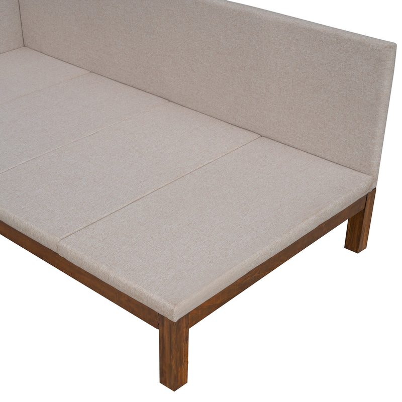 Upholstered Daybed/Sofa Bed Frame Twin Size Linen-Beige