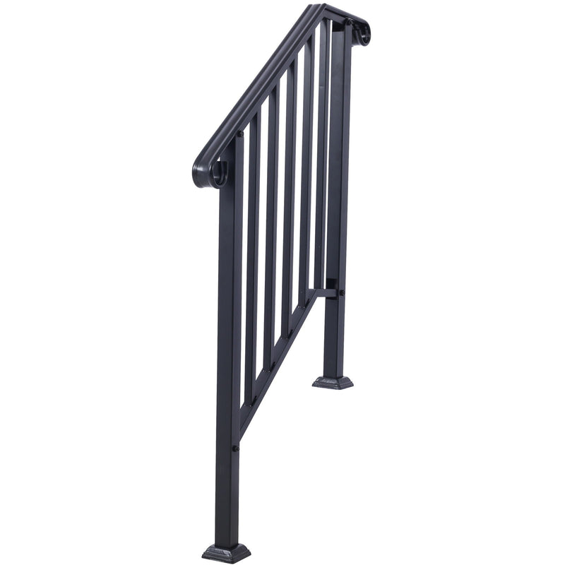 Handrails For Outdoor Steps, Fit 2 Or 3 Steps Outdoor Stair Railing, Wrought Iron Handrail, Flexible Porch Railing, Transitional Handrails For Concrete Steps Or Wooden Stairs