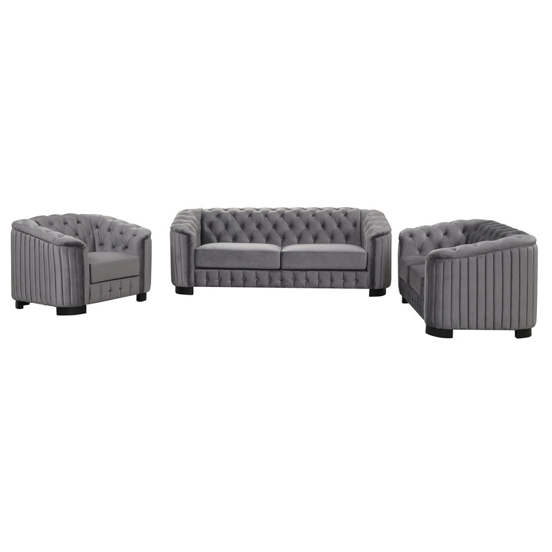 3 Piece Sofa Sets Modern With Rubber Wood Legs, Velvet Upholstered Couches Sets Including Three Seat Sofa, Loveseat And Single Chair For Living Room Furniture Set