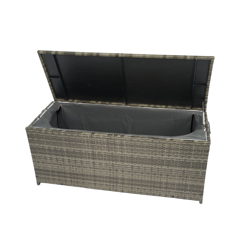 Outdoor Storage Box, Wicker Patio Deck Boxes With Lid, Outdoor Cushion Storage For Kids Toys, Pillows, Towel, Wicker