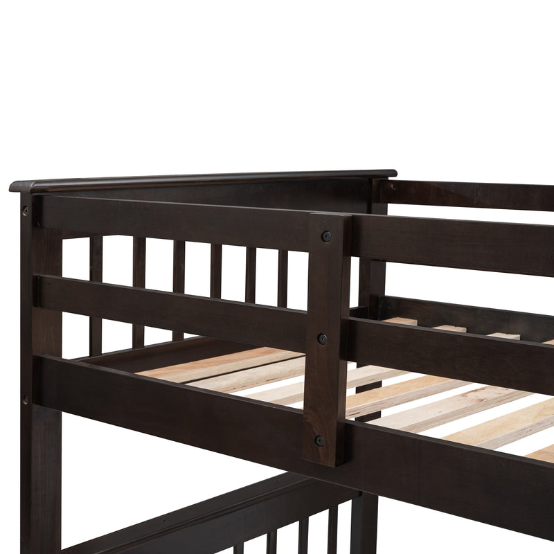 Stairway Twin-Over-Full Bunk Bed with Drawer, Storage and Guard Rail for Bedroom, Dorm, for Adults, Espresso color( old sku: LP000219AAP )