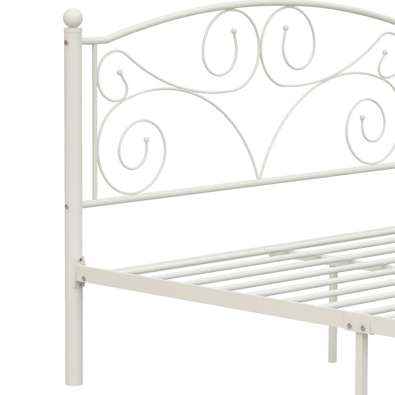 Full With Metal Frame Bed - White