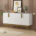 Modern Elegant 4 Door Sideboard Gold Metal Handle Buffet Cabinet For Dining Room, Living Room, Bedroom, Hallway