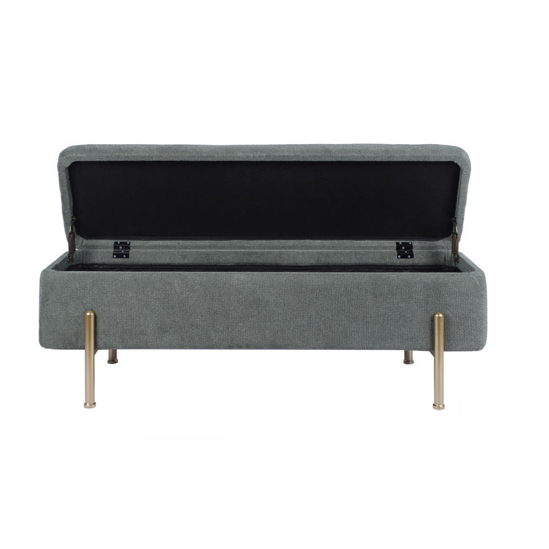 Upholstered Storage Bench Rectangular Ottoman Entryway Bench Storage Chest With Padded Seat Bed End Stool For Hallway Living Room Bedroom - Green