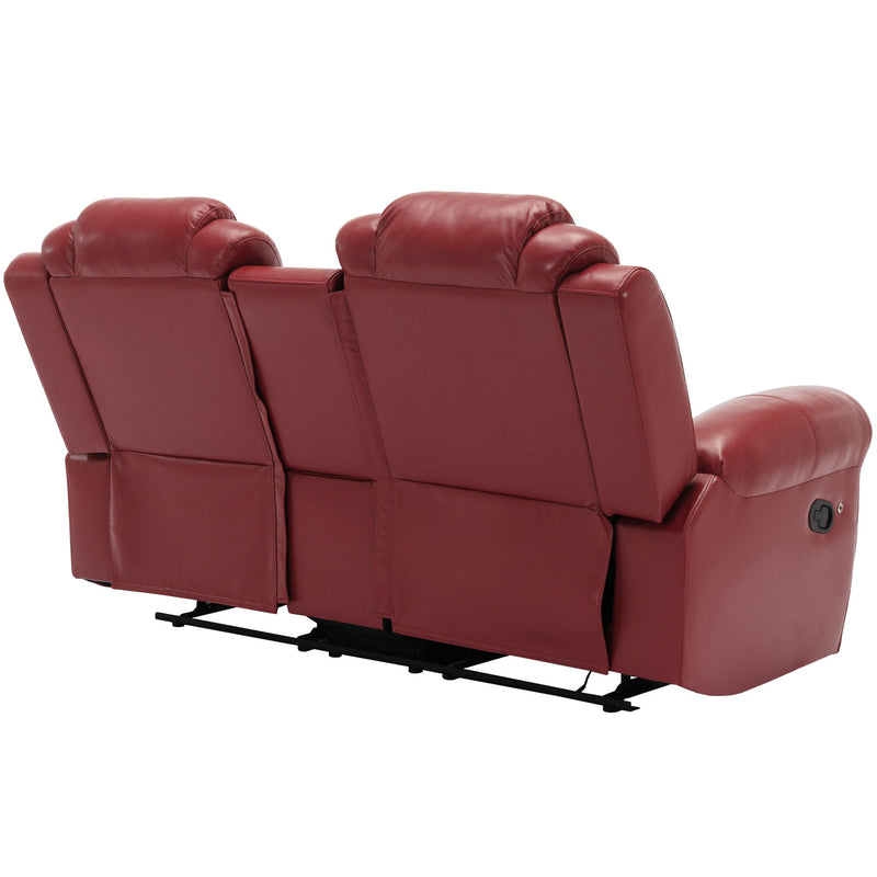 Home Theater Seating Manual Recliner Loveseat With Hide-Away Storage, Cup Holders And Led Light Strip For Living Room