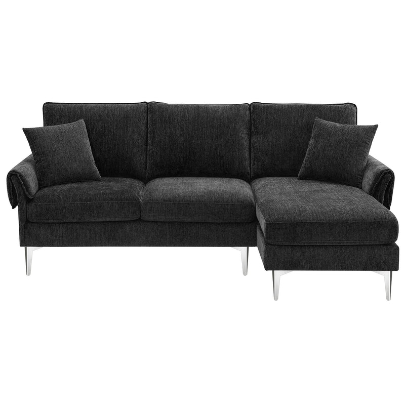 Convertible Sectional Sofa, Modern Chenille L-Shaped Sofa Couch With Reversible Chaise Lounge, Fit For Living Room, Apartment (2 Pillows)