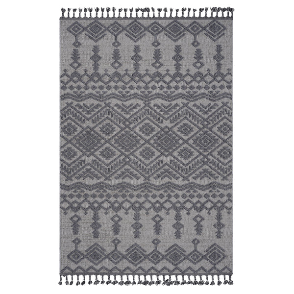 8' x 10' Traditional Indoor / Outdoor Area Rug - White / Gray