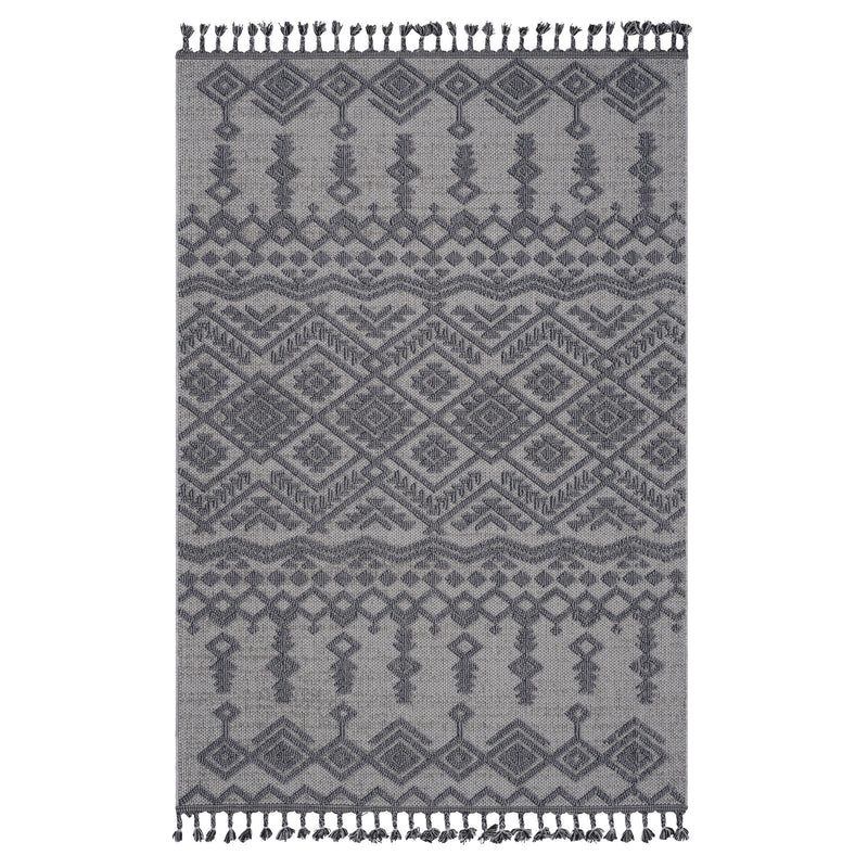 8' x 10' Traditional Indoor / Outdoor Area Rug - White / Gray