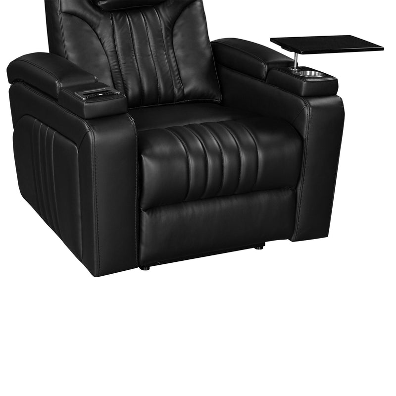 Power Recliner Home Theater Recliner With Power Adjustable Headrest, Wireless Charging Device, USB Port, Storage Arms, Cup Holder And Swivel Tray Table For Living Room