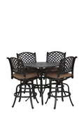 Round 41.97" Long Bar Height Dining Set With Cushions