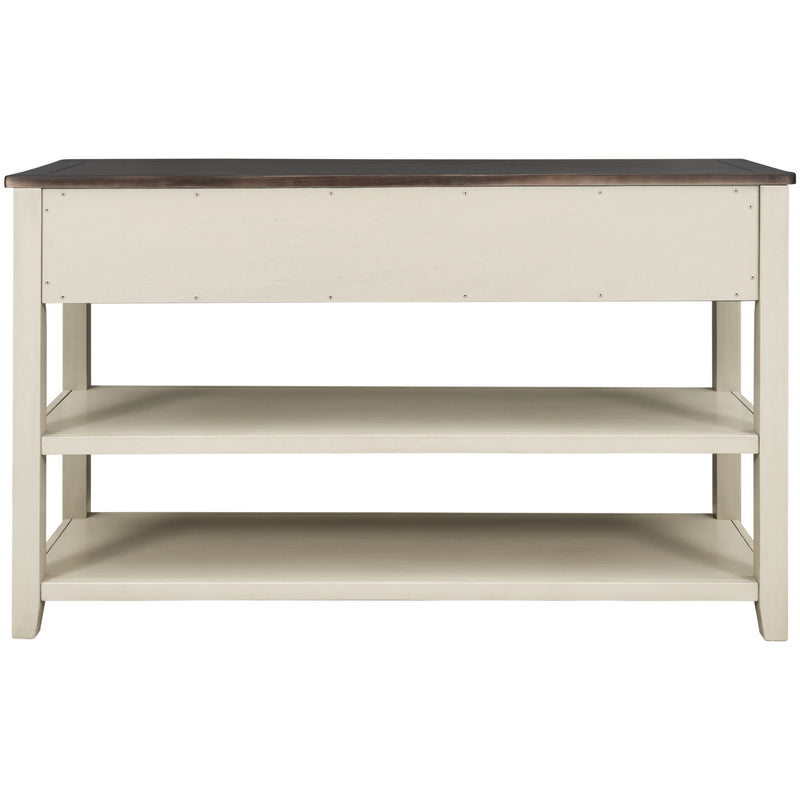 Retro Design Console Table With Two Open Shelves, Pine Frame And Legs For Living Room