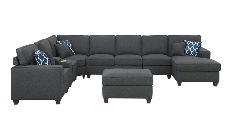 Eric - 9 Piece Upholstered Sectional With Ottoman