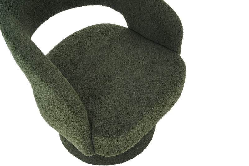 Swivel Accent Chair Armchair, Round Barrel Chair For Living Room Bedroom - Teddy Fabric