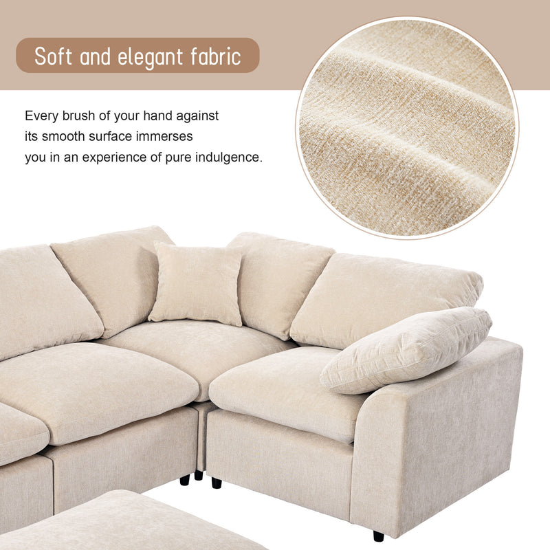 U_Style Oversized Modular Sectional Sofa with Ottoman L Shaped Corner Sectional for Living Room, Office, Spacious Space