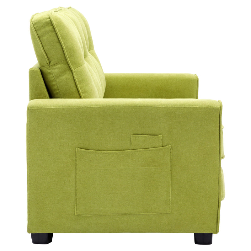 Loveseat Sofa With Pull-Out Bed Modern Upholstered Couch With Side Pocket For Living Room Office