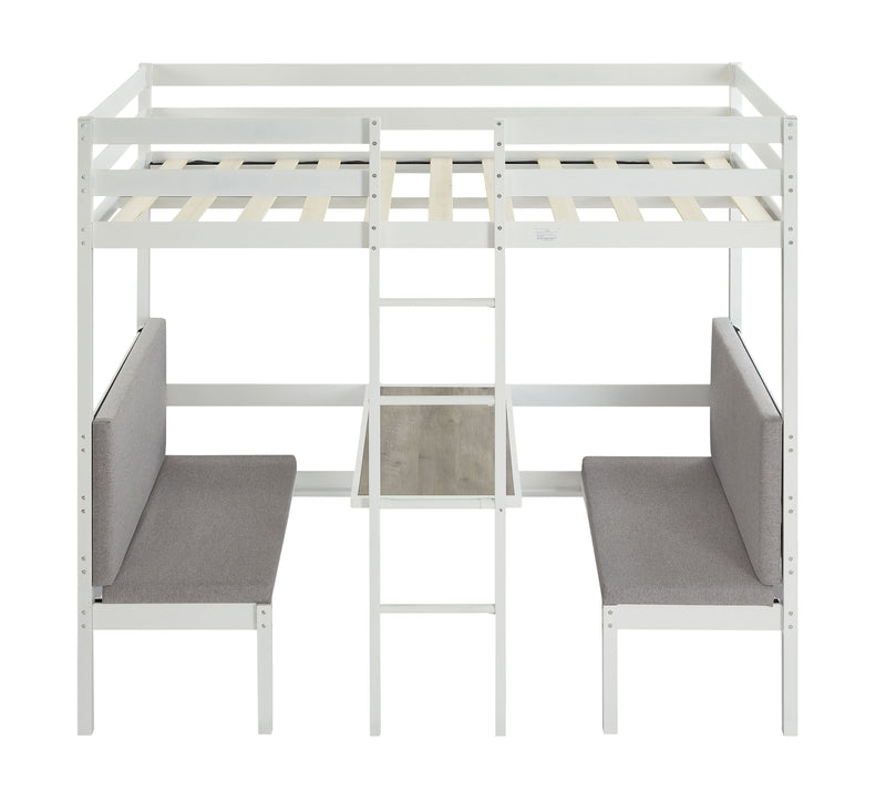 Twin Over Twin Bunk Beds Can Be Turn Into Upper Bed And Down Desk, Cushion Sets Are Free - White