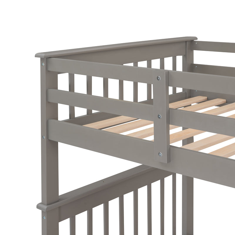 Stairway Twin-Over-Twin Bunk Bed with Storage and Guard Rail for Bedroom, Dorm, Gray color(OLD SKU :LP000109AAE)