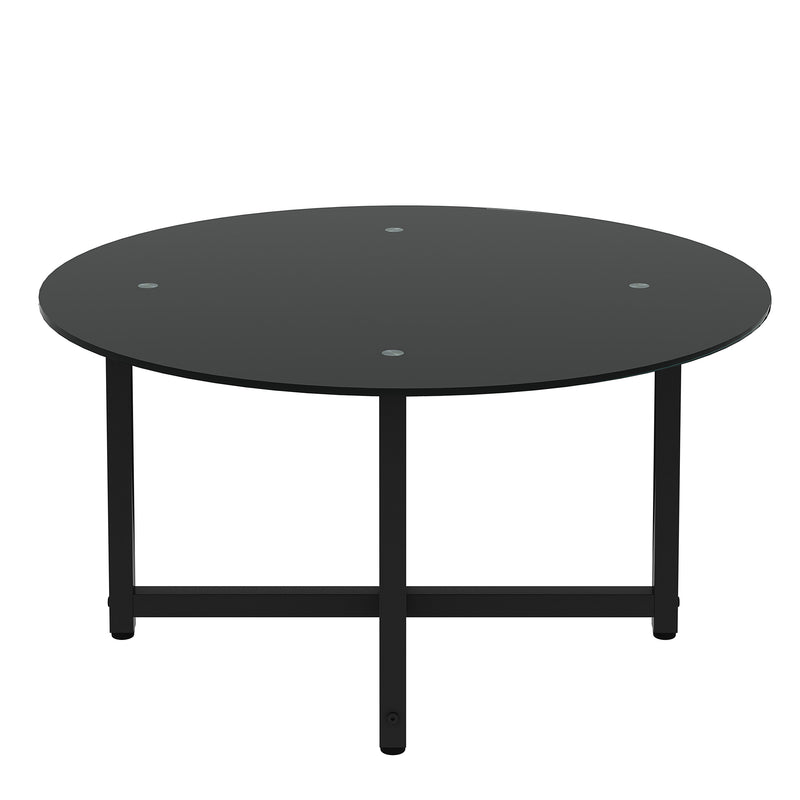 Round Whole Coffee Table, Clear Coffee Table,Modern Side Center Tables For Living Room, Living Room Furniture - Black