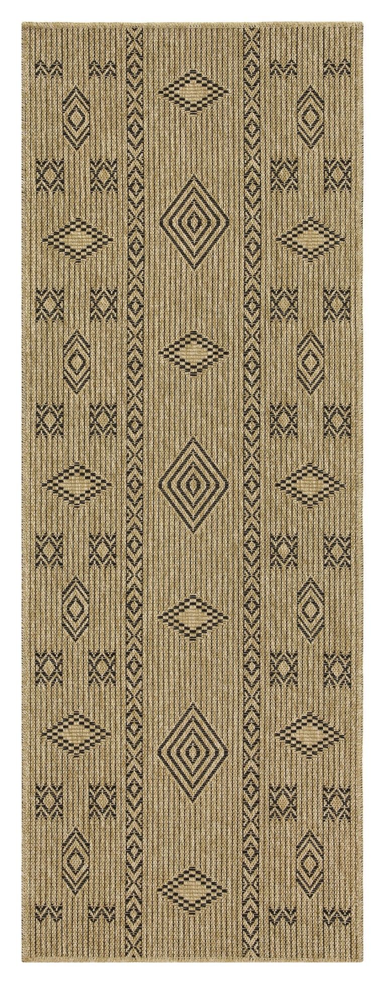 Earth - 5'3" X 7'3" Indoor / Outdoor Area Rug Polypropylene - Jute / Black