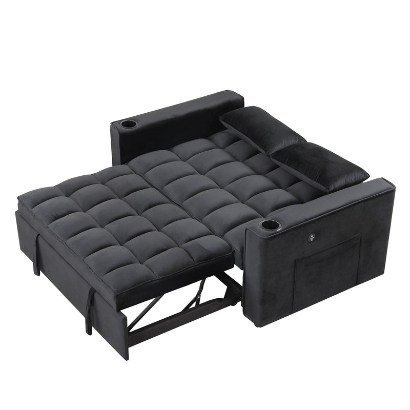 Multi Functional Sofa Bed With Cup Holder And USB Port For Living Room Or Apartments