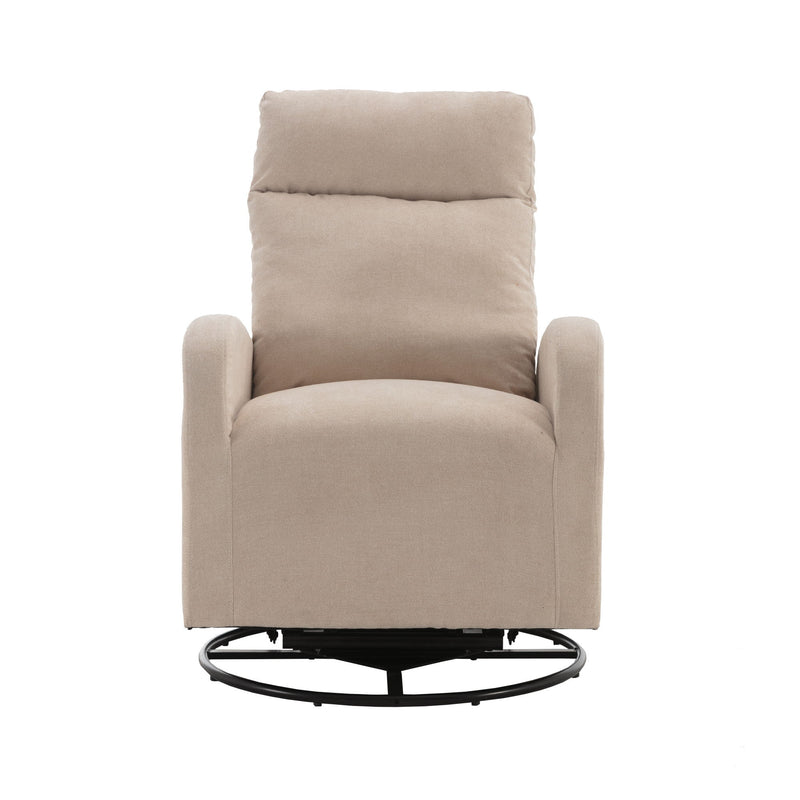 Upholstered Swivel Glider Rocking Chair For Nursery In Beige.Modern Style One Left Bag - Beige